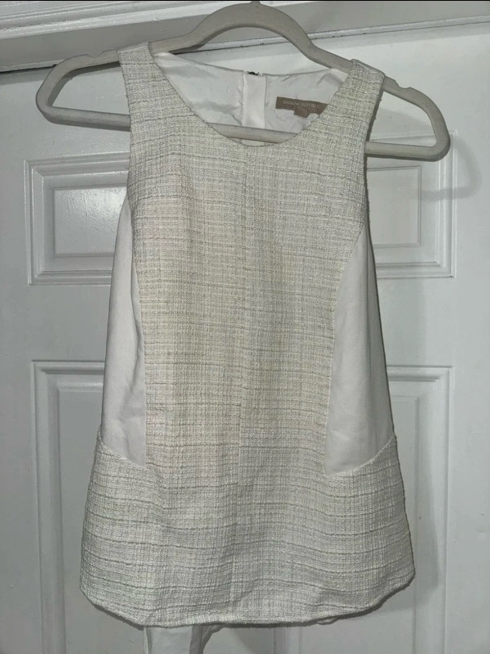 Banana Republic Cream Textured Mini Shift Dress